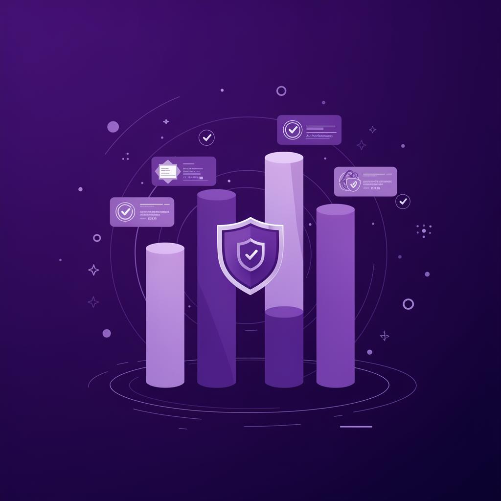 Illustration: Vier Säulen für Experience, Expertise, Authoritativeness und Trustworthiness